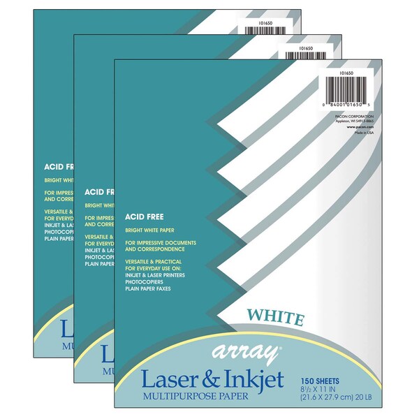 Multi-Purpose Paper, White, 8.5in x 11in, 150 Sheets, PK3